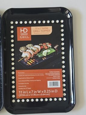 HD Designs Grill Porcelain-Coated Mini Grill Topper in Black